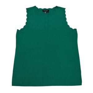 Cable & Gauge Womens Sleeveless Scalloped Trim Green Knit Top Size XL. NWT.
